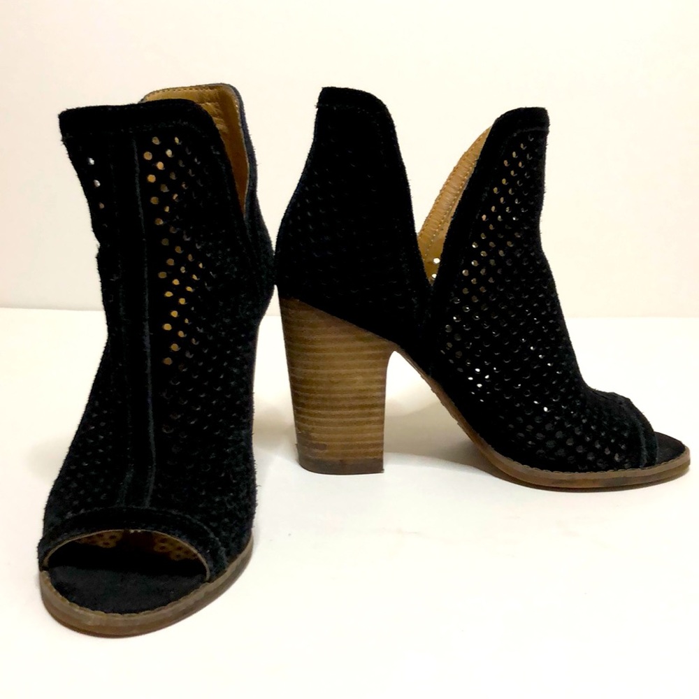 Black open toe ankle booties